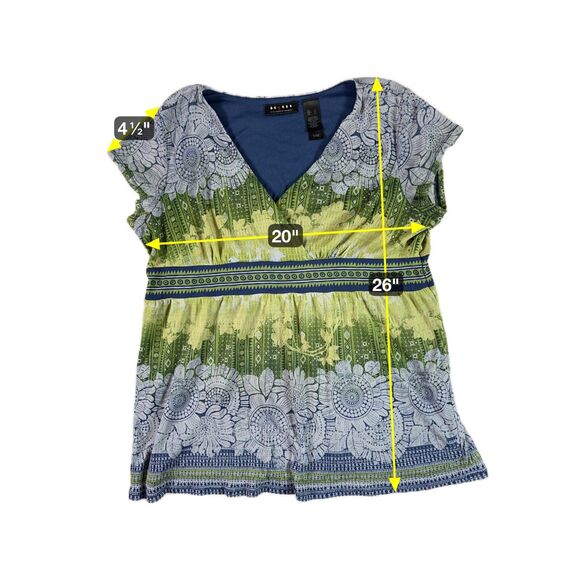 Vintage Y2K Axcess Babydoll Top XL Mesh Floral Boho Fairy Grunge Forest Feminine - Picture 8 of 8